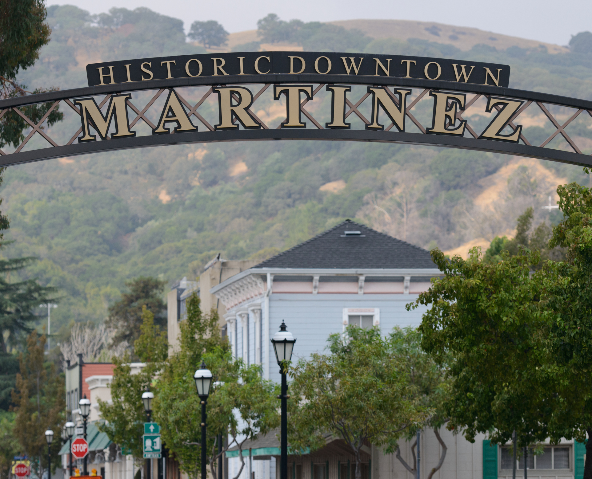Historic downtown Martinez, CA storefronts near homes for sale